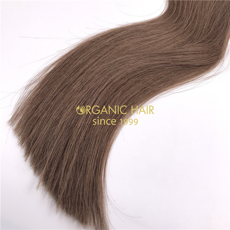 Light brown #8 human full cuticle hand tied wefts X313